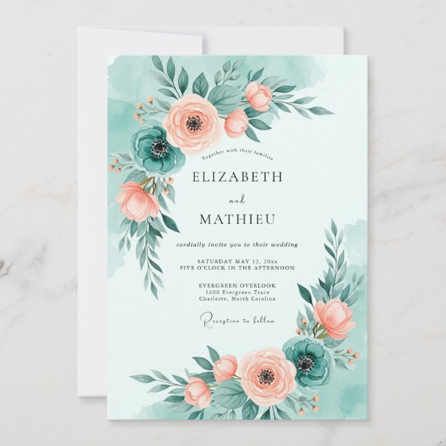 Mint Green Sunlit Summer Wedding Invitation (Front)