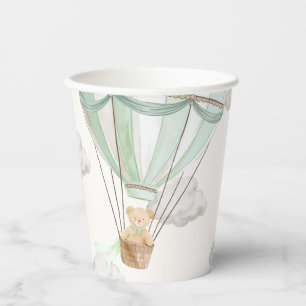 Mint Green Teddy Bear Hot Air Balloon Paper Cups