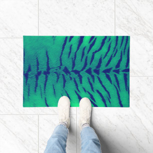Mint Green Tiger Skin Print Doormat