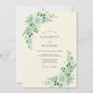 Mint Green Tranquil Spring Wedding Invitation