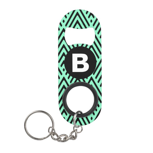 Mint Green Trendy Chevron Pattern Monogram (Front)