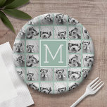 Mint Green Unique Photo Collage Custom Monogram Paper Plate<br><div class="desc">Use up to 11 square Instagram or selfie phone photos to create a unique and personal gift. Or you can keep the hipster puppy and make a trendy keepsake. If you need to adjust the pictures,  click on the customise tool to make changes.</div>