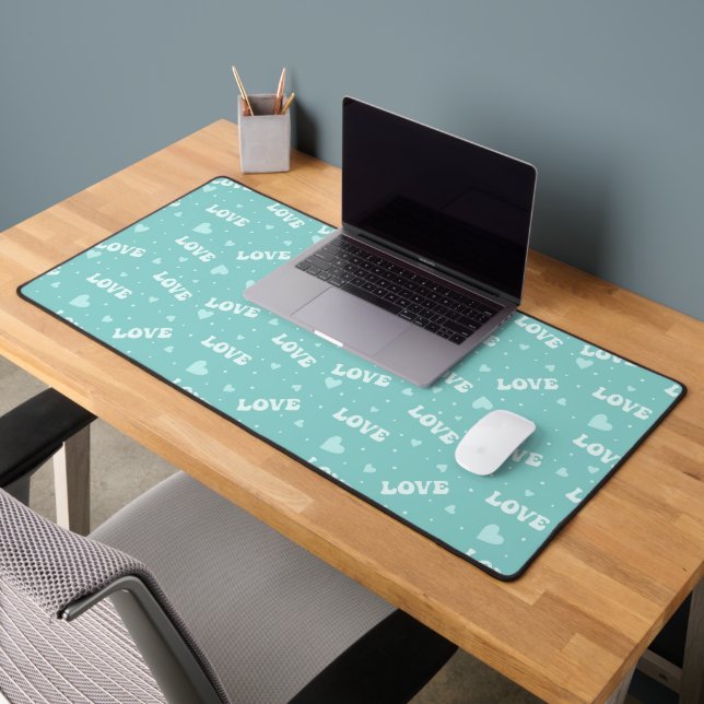 MINT GREEN VALENTINE LOVE SCRIPT DESK MAT (Office 2)