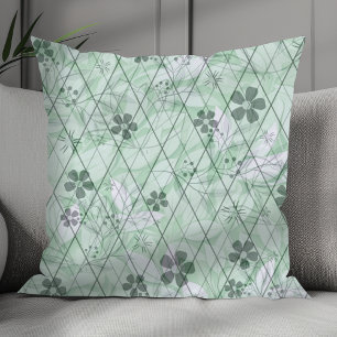 Mint Green Vintage Inspired Garden Diamond Cushion
