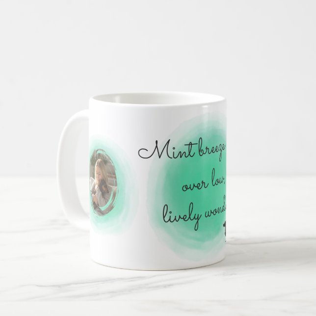 Mint Green Watercolor Dachshund - Custom Name Coffee Mug (Front Left)