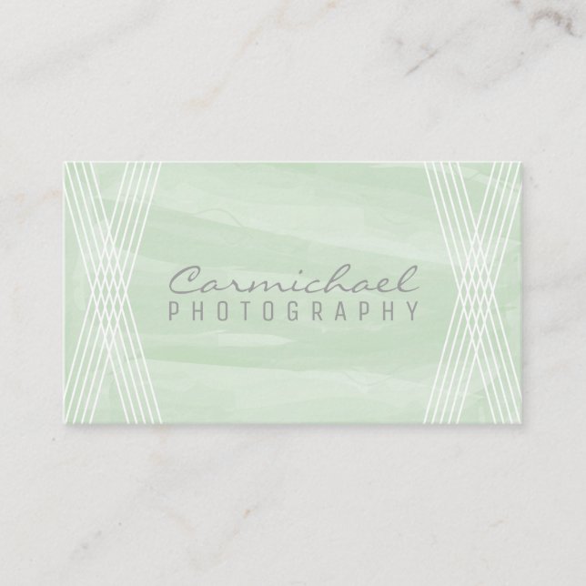 Mint Green Watercolor Deco Business Card (Front)