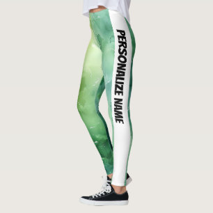 Mint Green Watercolor PERSONALIZE Leggings