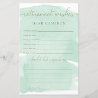 Mint Green Watercolor Retirement Wishes