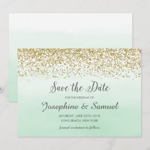 Mint Green Watercolor Save The Date Invitation