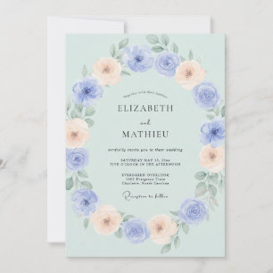Mint Green Watercolor Spring Wedding Invitation