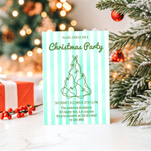 Mint Green Watercolor Stripe Christmas Party       Invitation