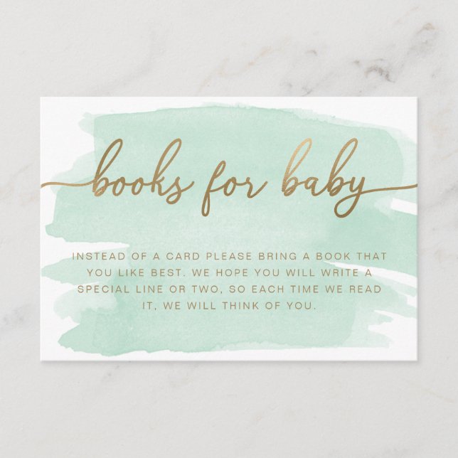 Mint Green Watercolour Books Request Insert Card (Front)