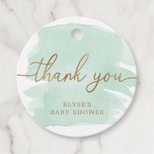 Mint Green Watercolour Thank You Favour Tag