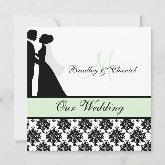 Mint Green Wedding Couple Wedding Invitation (Front)