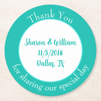 Mint Green Wedding Favour Round Paper Coaster