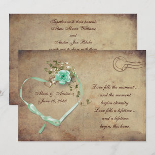 mint green Wedding Rose Postcard