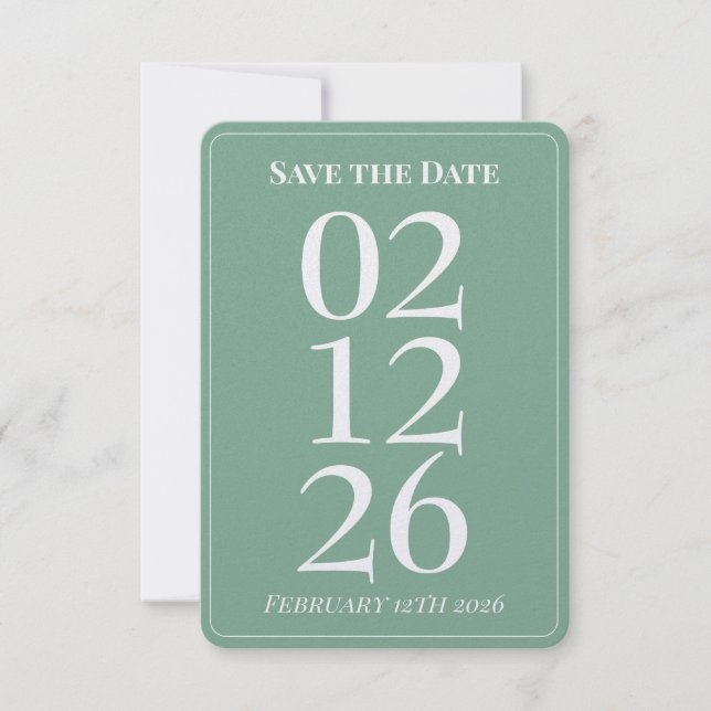 Mint Green Wedding Save the Date Cards (Front)