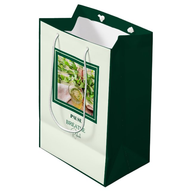 Mint Green Wellness & Self-Care  Medium Gift Bag (Front Angled)