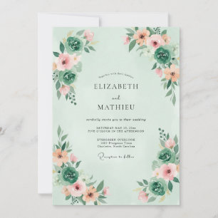 Mint Green Whimsical Nature Wedding Invitation