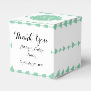 Mint Green White Aztec Arrows Monogram Favour Box