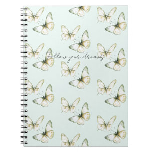 Mint Green White Butterflies II Notebook