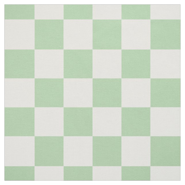 Mint Green White Chequered Chequerboard Gingham  Fabric (Swatch)