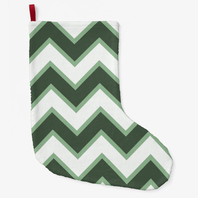 Mint Green White Chevron Large Christmas Stocking (Front)