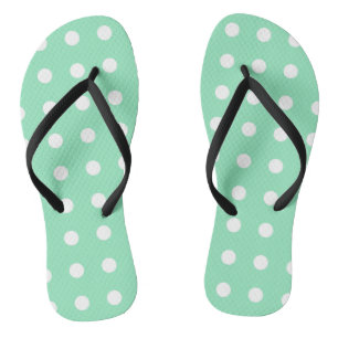 Mint Green White Dots Modern Trendy Template Jandals