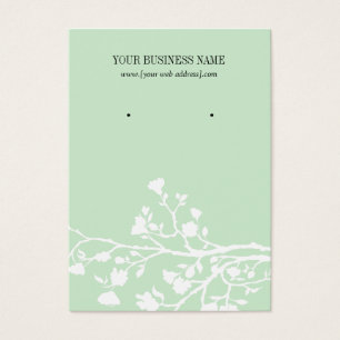 Mint Green White Flowers Custom Earring Card