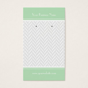 Mint Green White Grey Herringbone Earring Cards