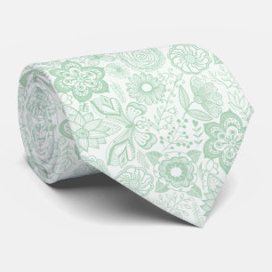 Mint-Green & White Lace Pattern Tie