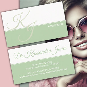 Mint Green White Minimalist Handlettering Plain Business Card