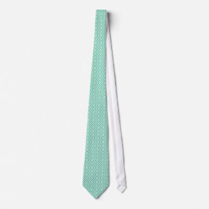 Mint-Green & White Modern Geometric Pattern Tie