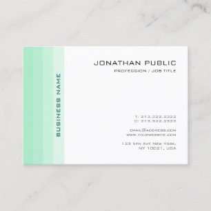 Mint Green White Modern Simple Trendy Elegant Business Card