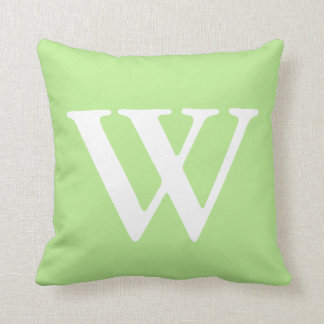 Mint Green White Monogrammed W Throw Pillow