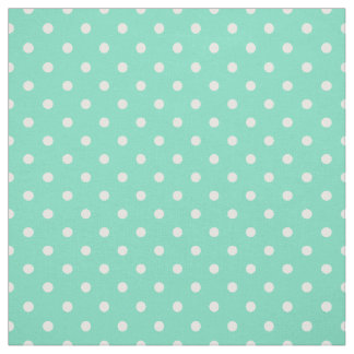 Mint Green White Polka Dot Spot Pattern Fabric