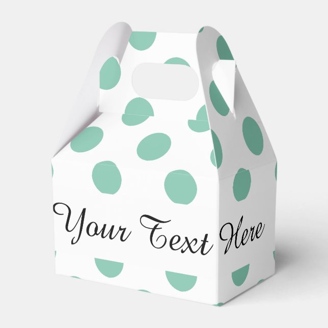 Mint Green White Polka Dots Pattern Favour Box (Front Side)