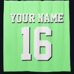 Mint Green White Sports Jersey Team Jersey Shower Curtain<br><div class="desc">Preppy Solid Colour Team Jersey / Sports Jersey / Football Jersey / Rugby Jersey with Custom Name Customise this with your own name or team name and a number. You can change the size, colour and placement of the text if you need to make changes, change the colour of or...</div>