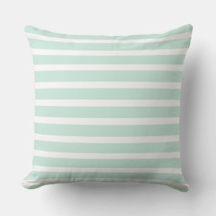Mint Green & White Striped Lines, Beautiful Summer Outdoor Cushion