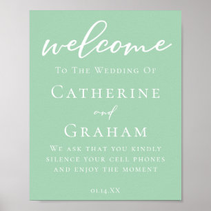 Mint Green White Typography Personalised Wedding Poster
