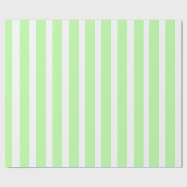Mint Green & White Vertical Stripe Wrapping Paper (Flat)