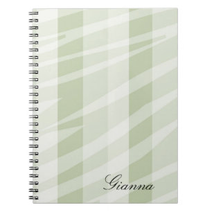 Mint Green White Zebra Stripes Spiral Notebook