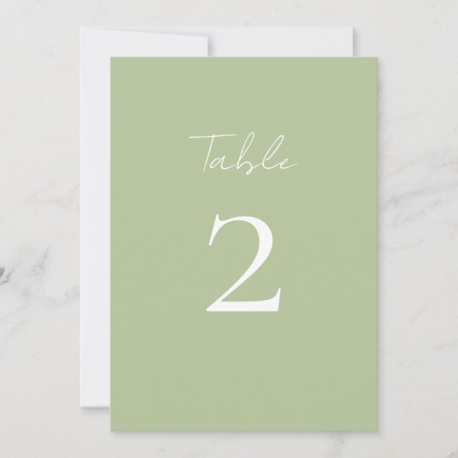 Mint Green & Whitel Script Wedding Table Number (Front)
