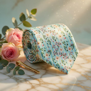 Mint Green Wildflower Tie