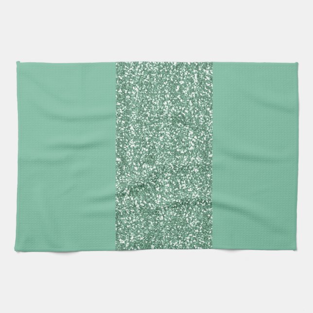 Mint Green with faux glitter Tea Towel (Horizontal)