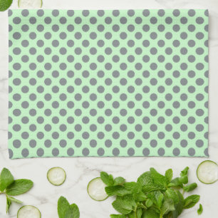 Mint Green with Grey Polka Dots by Shirley Taylor Tea Towel