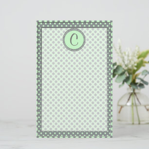 Mint Green with Grey Polka Dots-Monogram STaylor Stationery