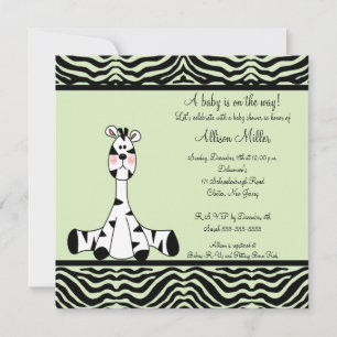 Mint Green Zebra Neutral Baby Shower Invitation