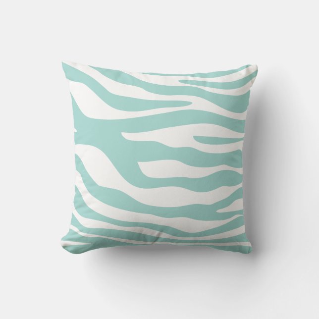 Mint Green Zebra Print Pattern Cushion (Front)