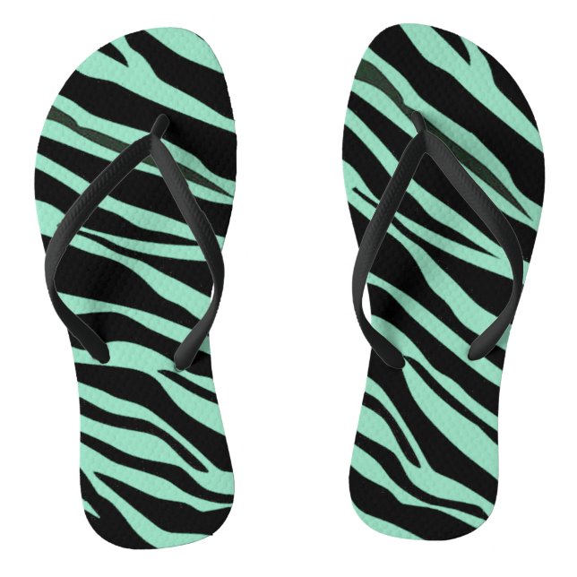 Mint Green Zebra Striped Jandals (Footbed)